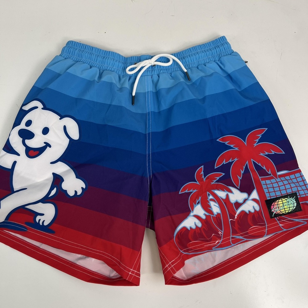 Slunks Shorts Mens Medium Blue Richmond Volleyball Club Bear Graphic Swim